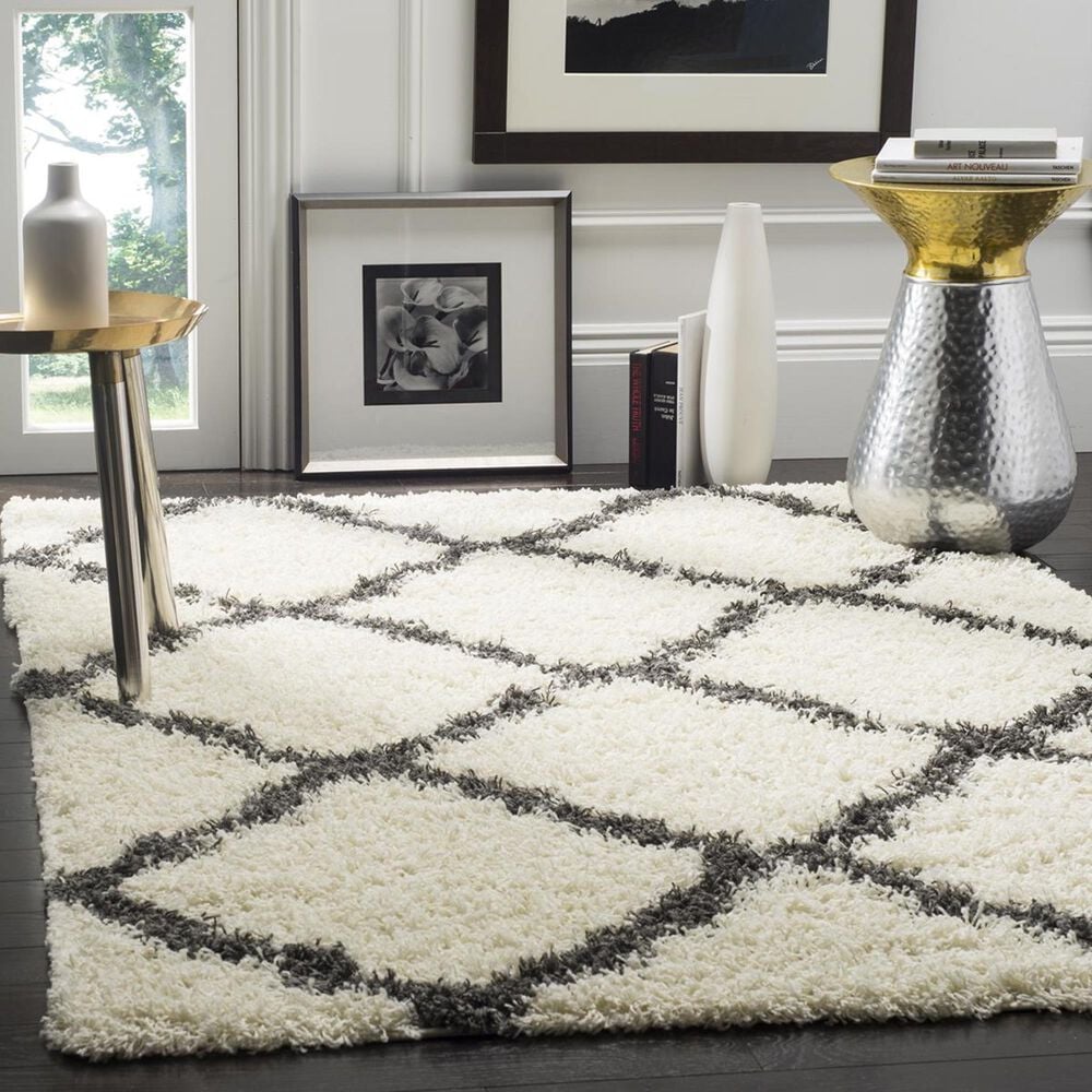 Safavieh Dallas Shag SGD257H-4 4&#39; x 6&#39; Ivory/Dark Grey Area Rug, , large