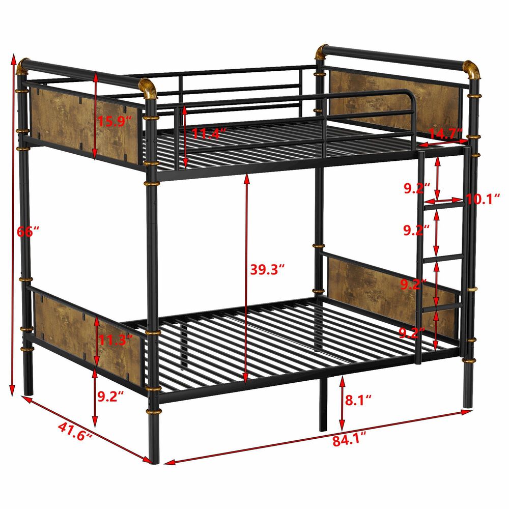 Hearth and Haven Twin XL over Twin XL Detachable Bunk Bed in Black and Gold, , large