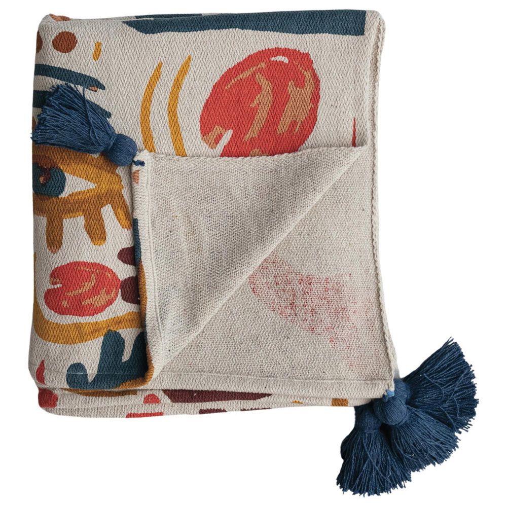 Teak Interiors 50&quot; x 60&quot; Blend Printed Throw in Multicolor, , large