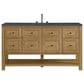 James Martin Vanities Breckenridge 60" Single Bathroom Vanity in Light Natural Oak with 3 cm Charcoal Soapstone Quartz Top and Rectangular Sink, , large