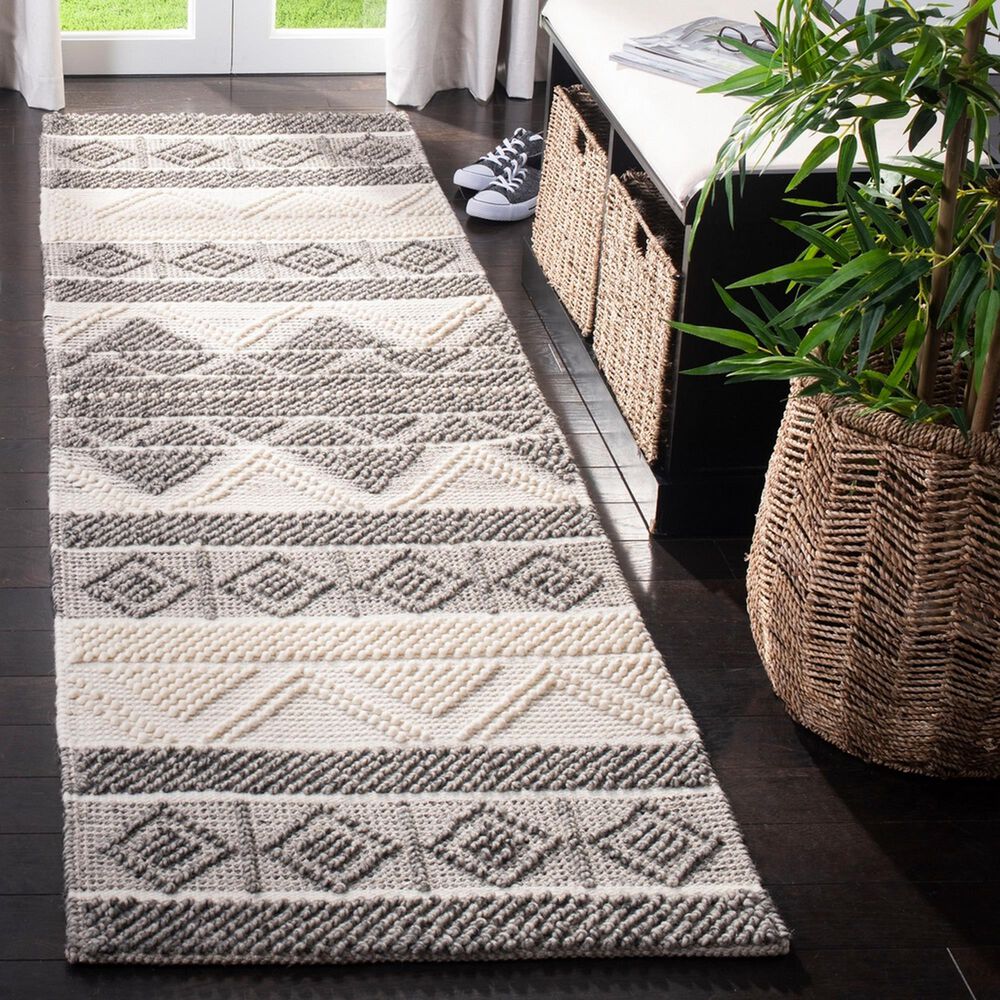 Safavieh Natura NAT104A 2&#39;3&quot; x 6&#39; Ivory and Grey Runner, , large