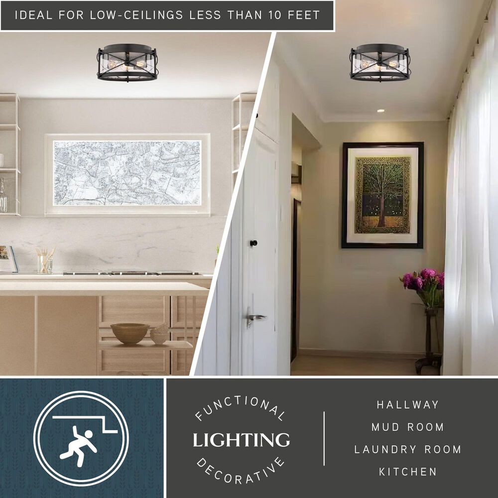 Vaxcel Harrison 3-Light Flush Mount in Matte Black, , large