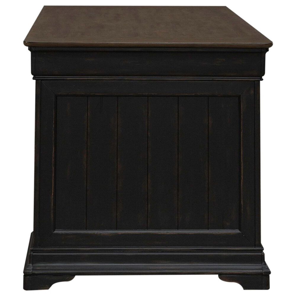Liberty Furniture Meritage Junior Executive Desk in Aged Charcoal and Caramel, , large