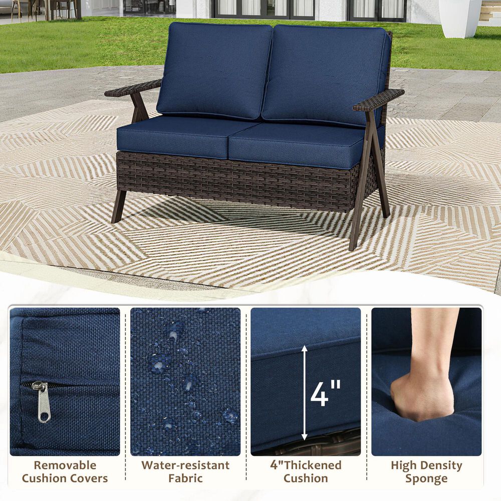 Sunwell Garden 6-Piece Patio Chat Set in Navy, , large