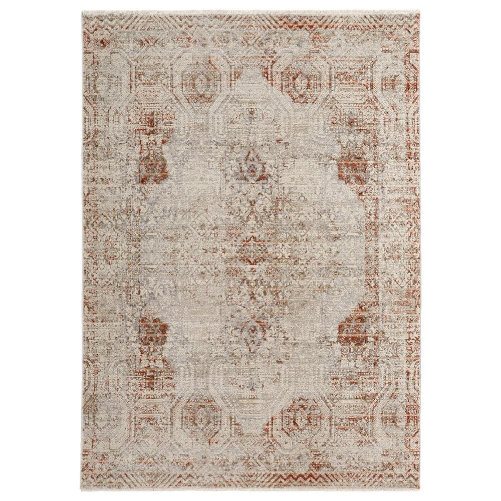 Feizy Kaia 5" x 7"9" Gray and Rust Area Rug, , large