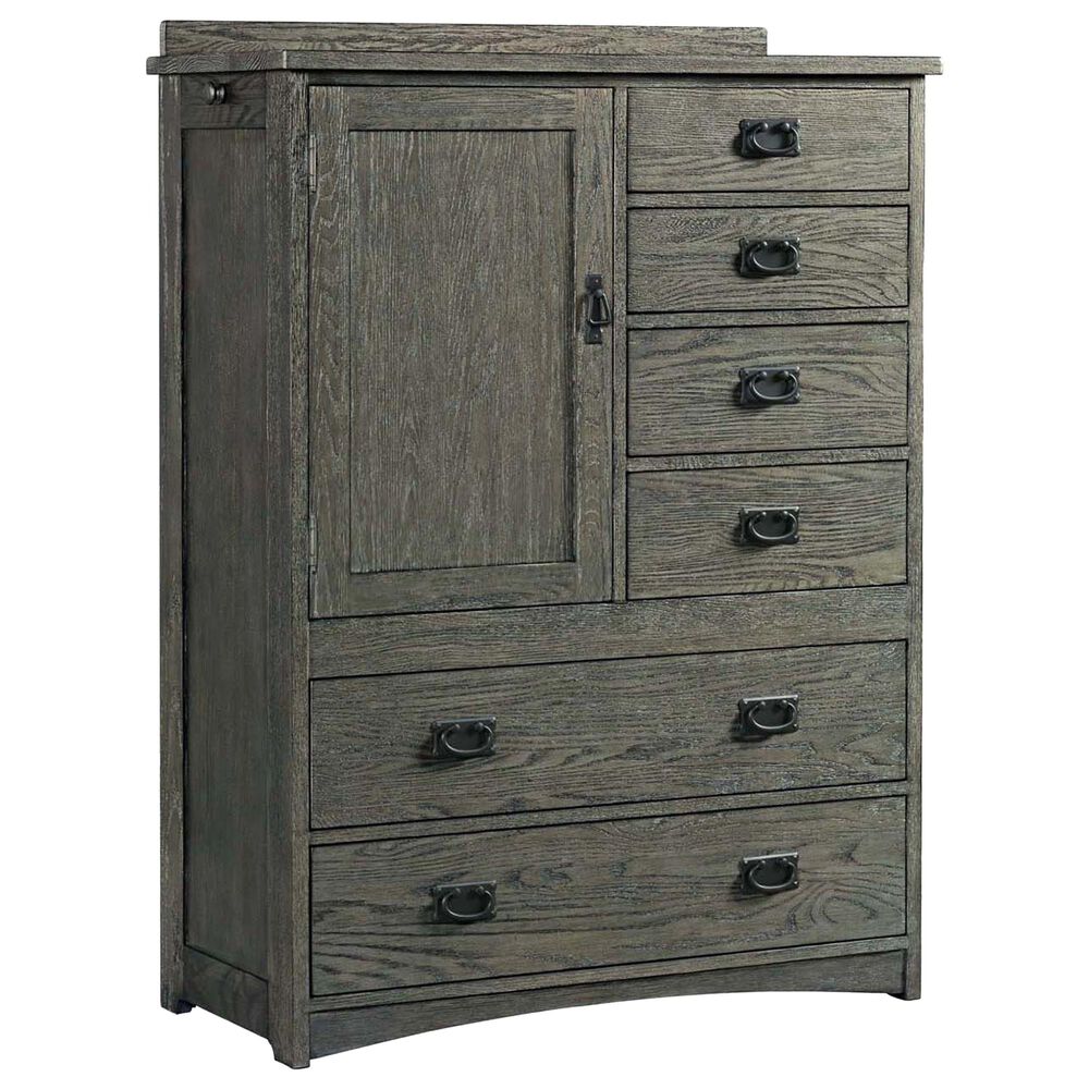 Hawthorne Furniture Oak Park 6 Drawer Chest with Door in Pewter, , large