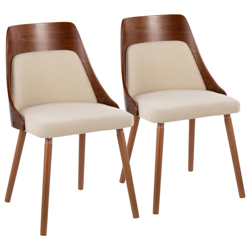 LumiSource Anabelle Side Chair with Cream Cushion in Walnut (Set of 2), , large