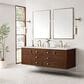 James Martin Vanities Amberly 72" Double Bathroom Vanity in Mid-Century Walnut with Single Hole 3 cm White Zeus Quartz Top and Rectangular Sinks, , large