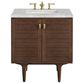 James Martin Vanities Amberly 30" Single Bathroom Vanity in Mid-Century Walnut with 3 cm Victorian Silver Quartz Top and Rectangular Sink, , large