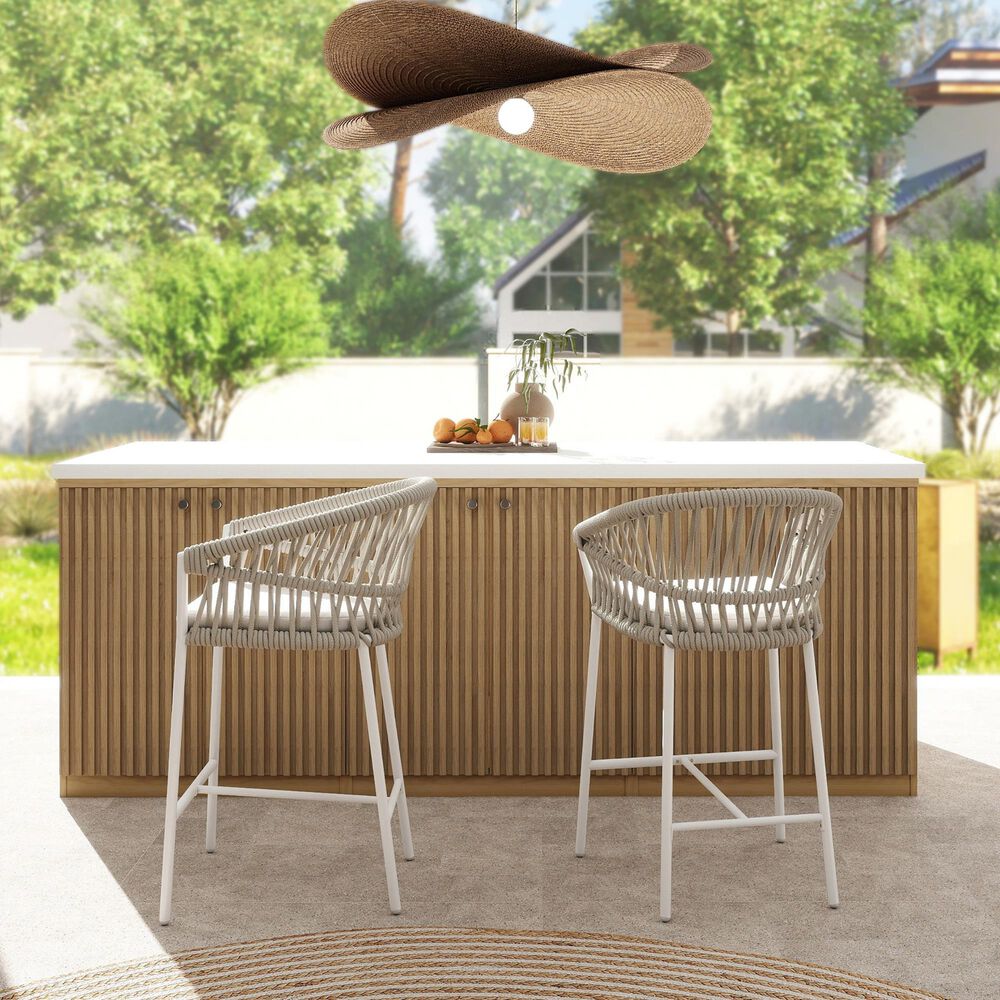 Hearth and Haven Maiden Patio Counter Stool in Beige &#40;Set of 2&#41;, , large