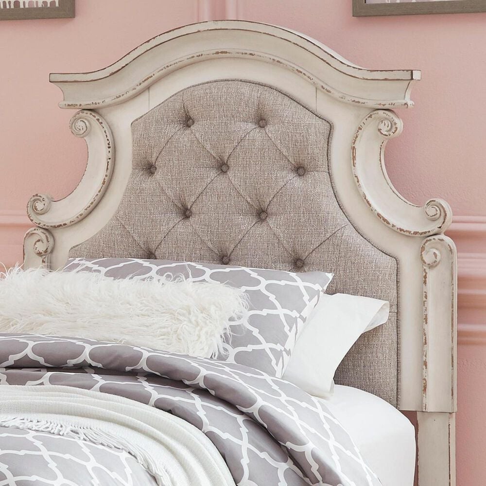Ashley Realyn Full Upholstered Panel Headboard in Chipped White, , large