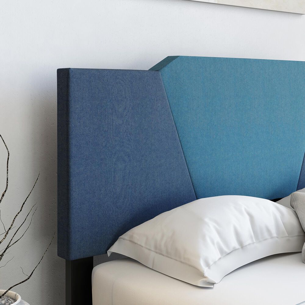 Accent Tuscany Full Upholstered Bed in Ocean Blue and Blue, , large