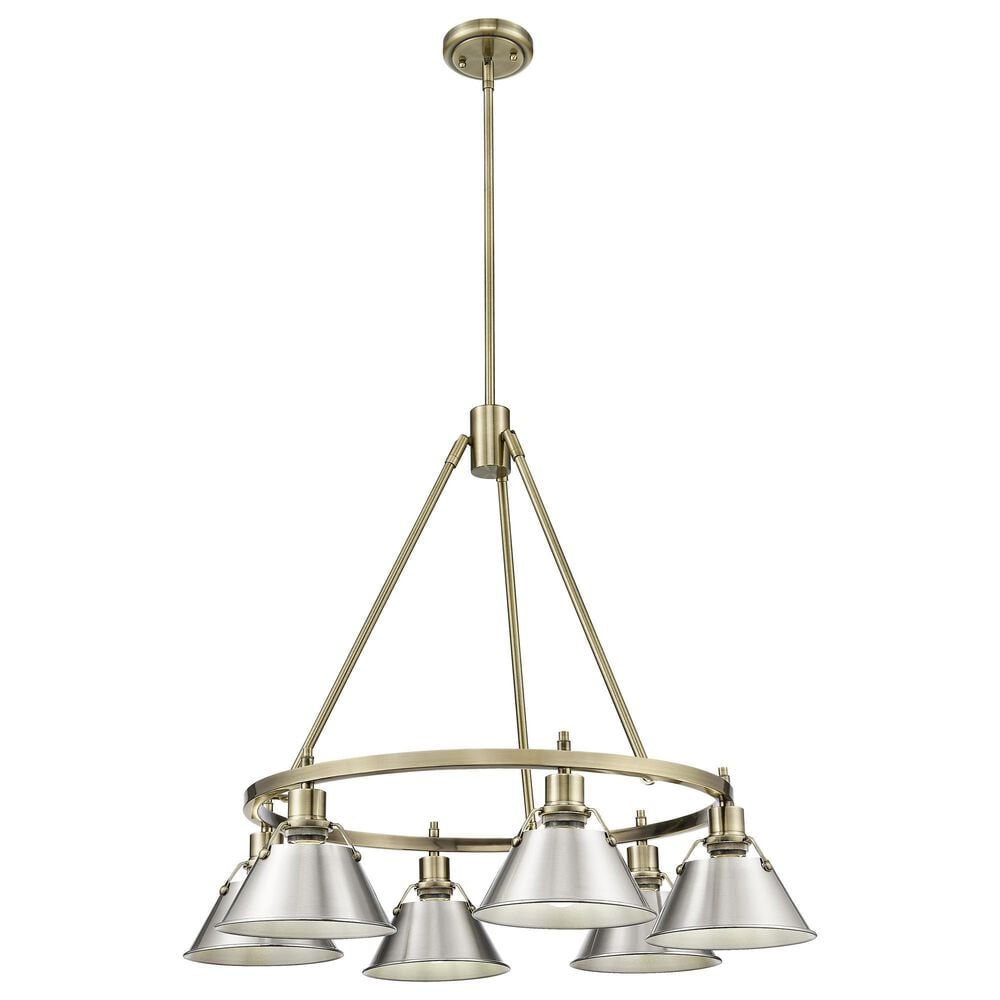 Golden Lighting Orwell 6-Light Chandelier with Pewter Shade in Aged Brass, , large