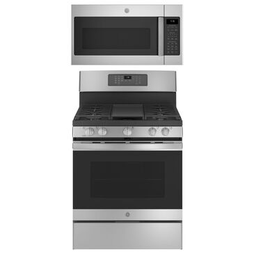 GE Appliances 2-Piece Kitchen Package with 30"" Gas Range and 1.9 Cu. Ft. Microwave Oven in Stainless Steel, , large