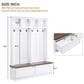 HOMLUX 6-Hook Hall Tree with Wood Grain Bench in White, , large