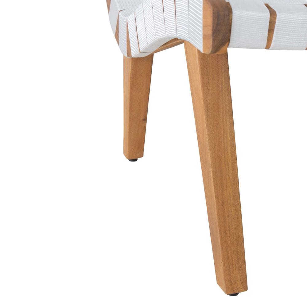 Hearth and Haven 3-Piece Outdoor Chat Set with Teak Slat-Top Side Table in White, , large