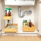 Household Essentials Glidez 2-Tier Pull-Out Storage Organizer for Under Sink or Cabinet Usein Natural and Chrome, , large
