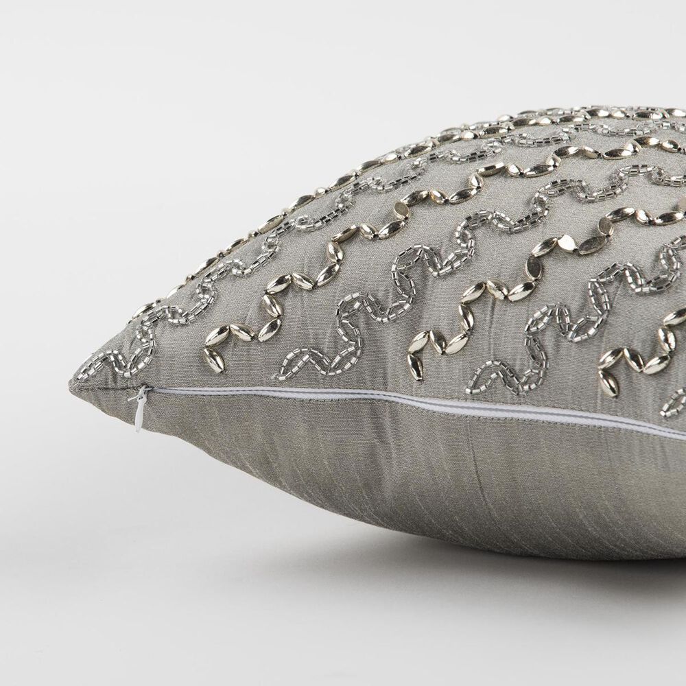 Rizzy Home 12&quot; x 12&quot; Poly Fill Pillow in Silver, , large