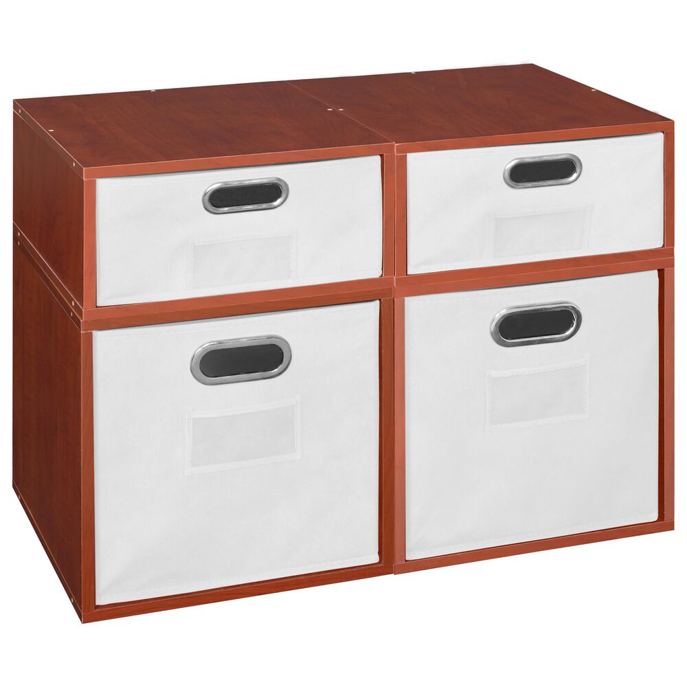 Regency Global Sourcing Niche Cubo 4-Piece Storage Set with Half Drawers in Cherry/White, , large