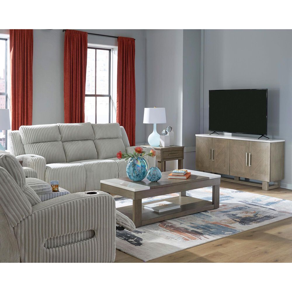 Ashley Forest Lake Power Reclining Loveseat with Console and Adjustable Headrest in Alloy Velvet, , large