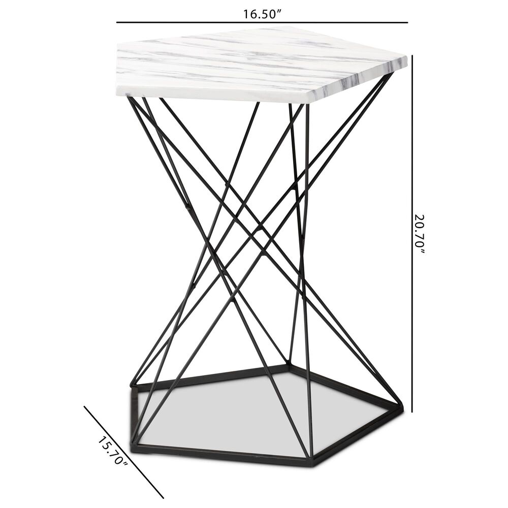 Baxton Studio Oberon End Table in White/Black, , large