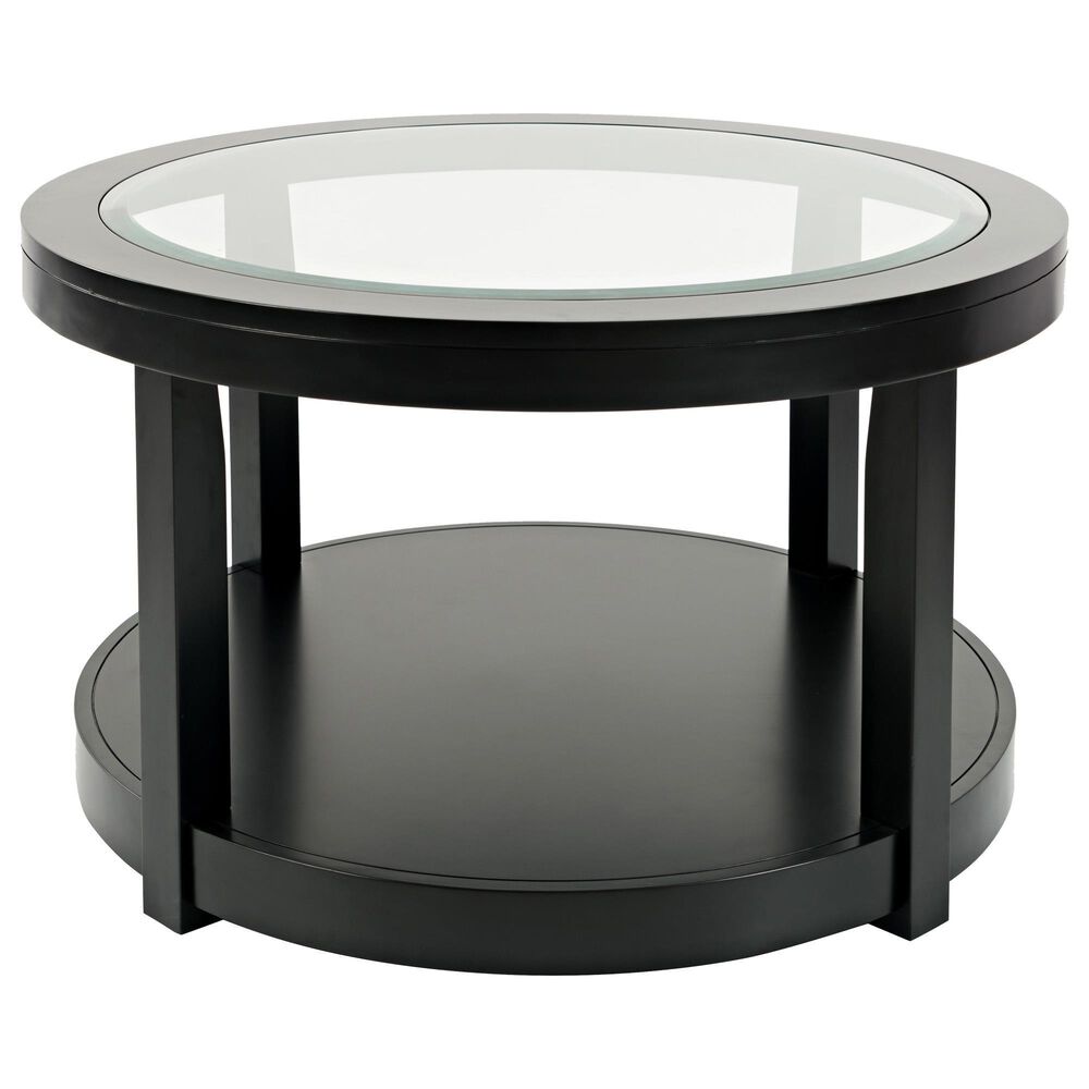 Waltham Urban Icon Round Cocktail Table in Polished Black | NFM