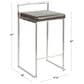 LumiSource Fuji 26" Stacker Counter Stool with Light Grey Cowboy Upholstery in Brushed Stainless Steel (Set of 2), , large