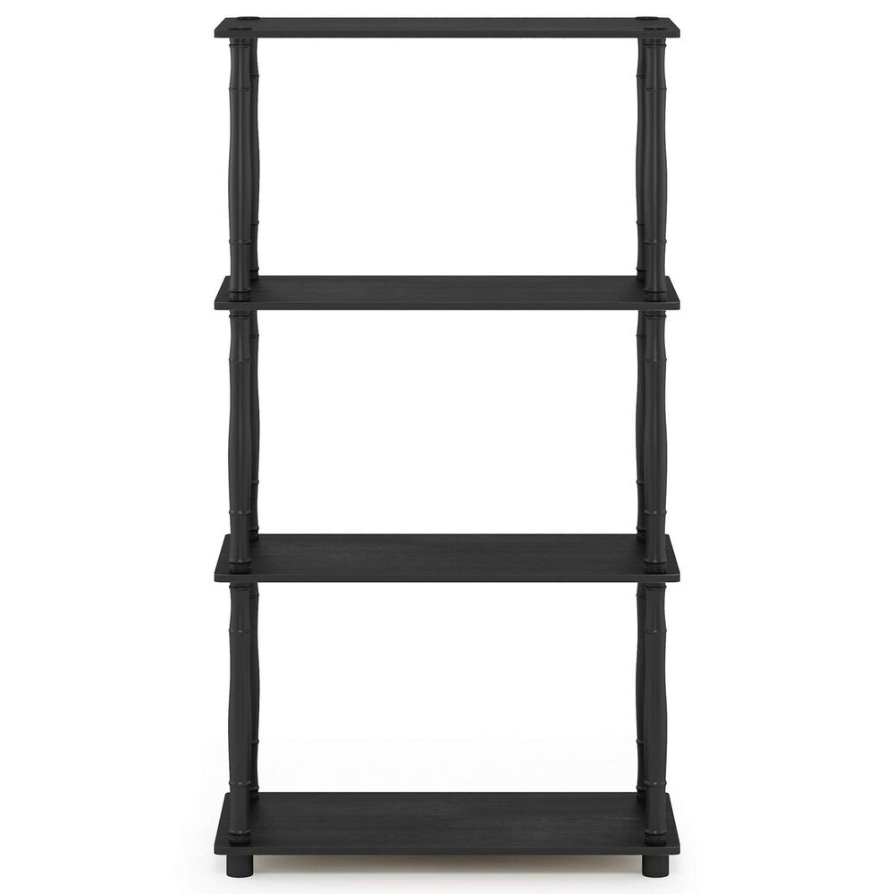HOMLUX Turn-N-Tube 4-Tier Corner Open Storage Bookshelf in Americano and Black, , large