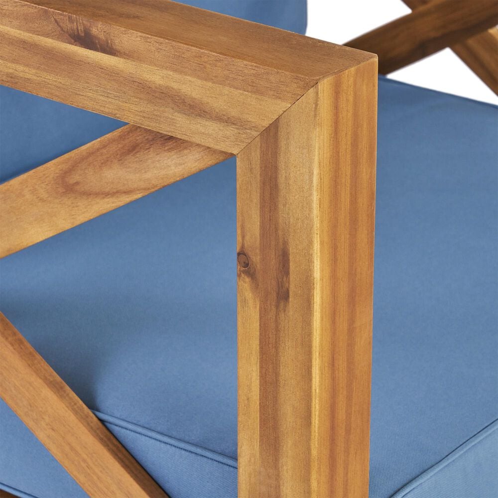 Hearth and Haven Brava Outdoor Club Chair with Cross-Back Design in Blue, , large