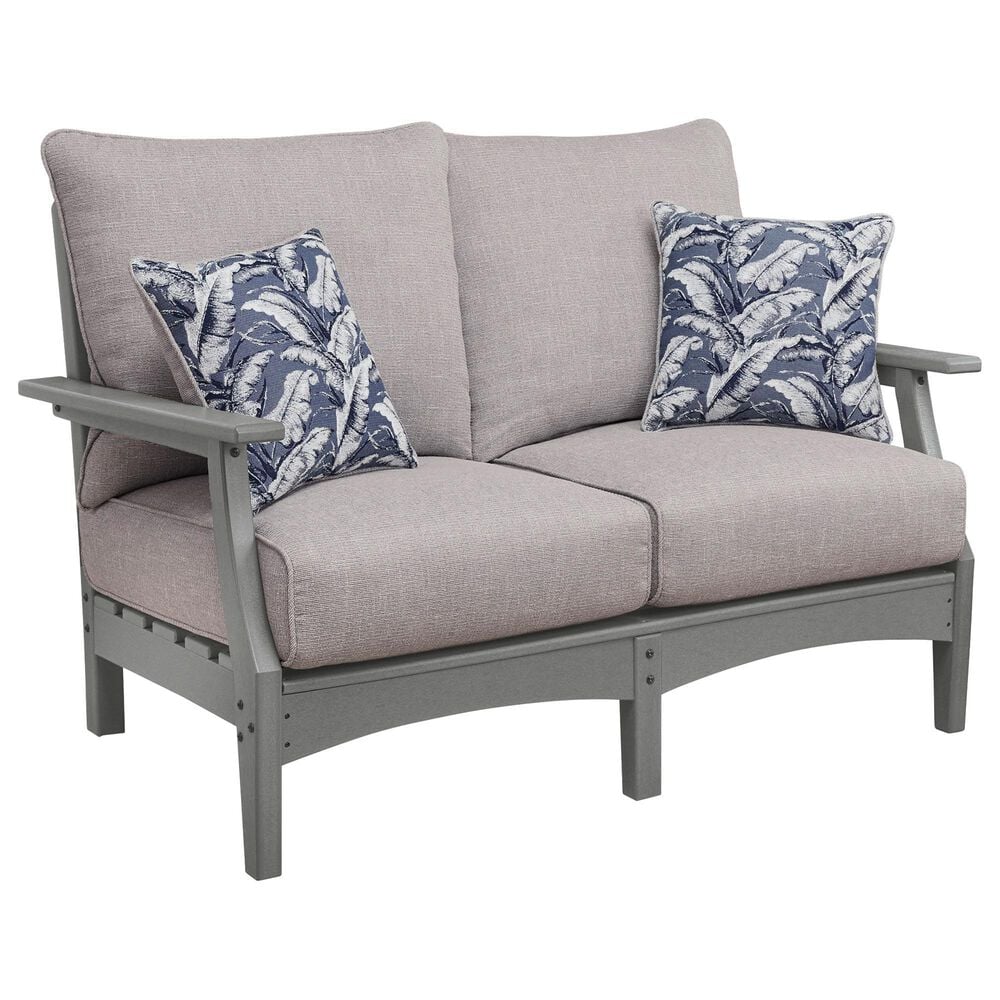 Ashley Cove Beach Outdoor Loveseat with Cushion in Gray, , large
