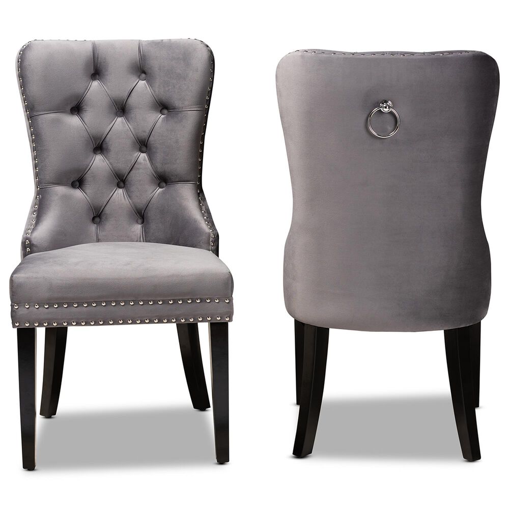 Baxton Studio Remy Side Chair with Grey Cushion in Espresso (Set of 2), , large