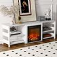 HOMLUX 63" Fireplace TV Stand with Storage Shelves in White Emboss, , large