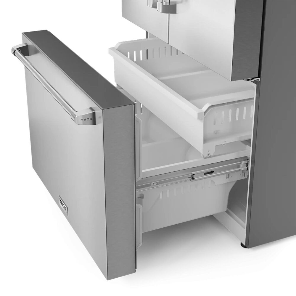 Thor Kitchen 28.9 Cu. Ft. Freestanding French Door Refrigerator in Stainless Steel, , large