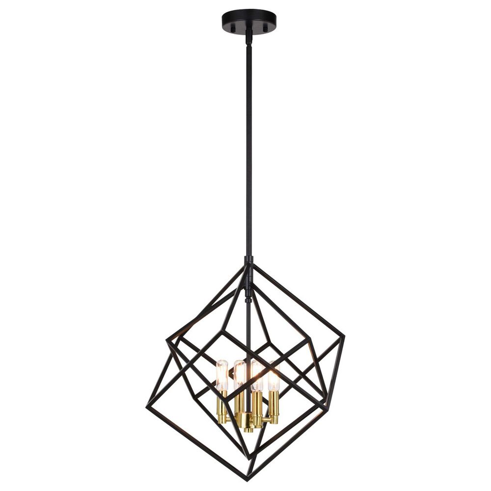Vaxcel Rad 4-Light Pendant in Black and Natural Brass, , large