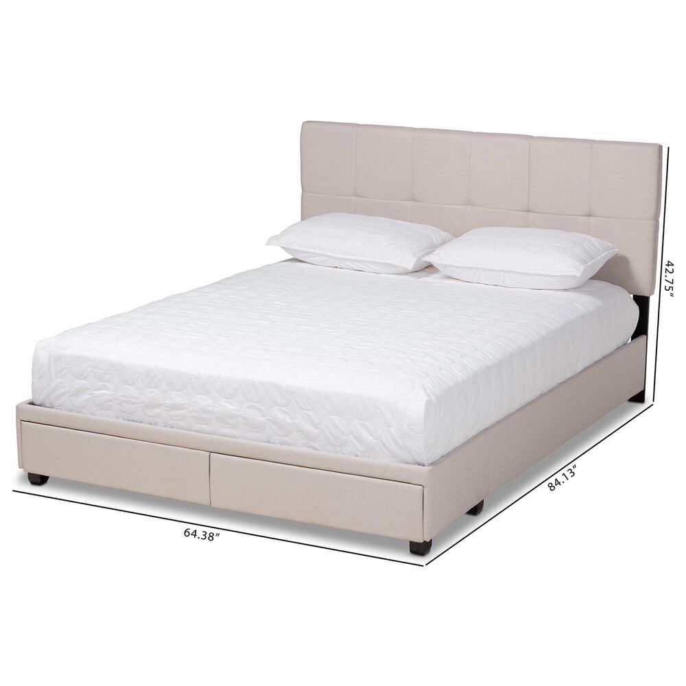 Baxton Studio Netti Queen Storage Bed with Beige Upholstered in Black, , large