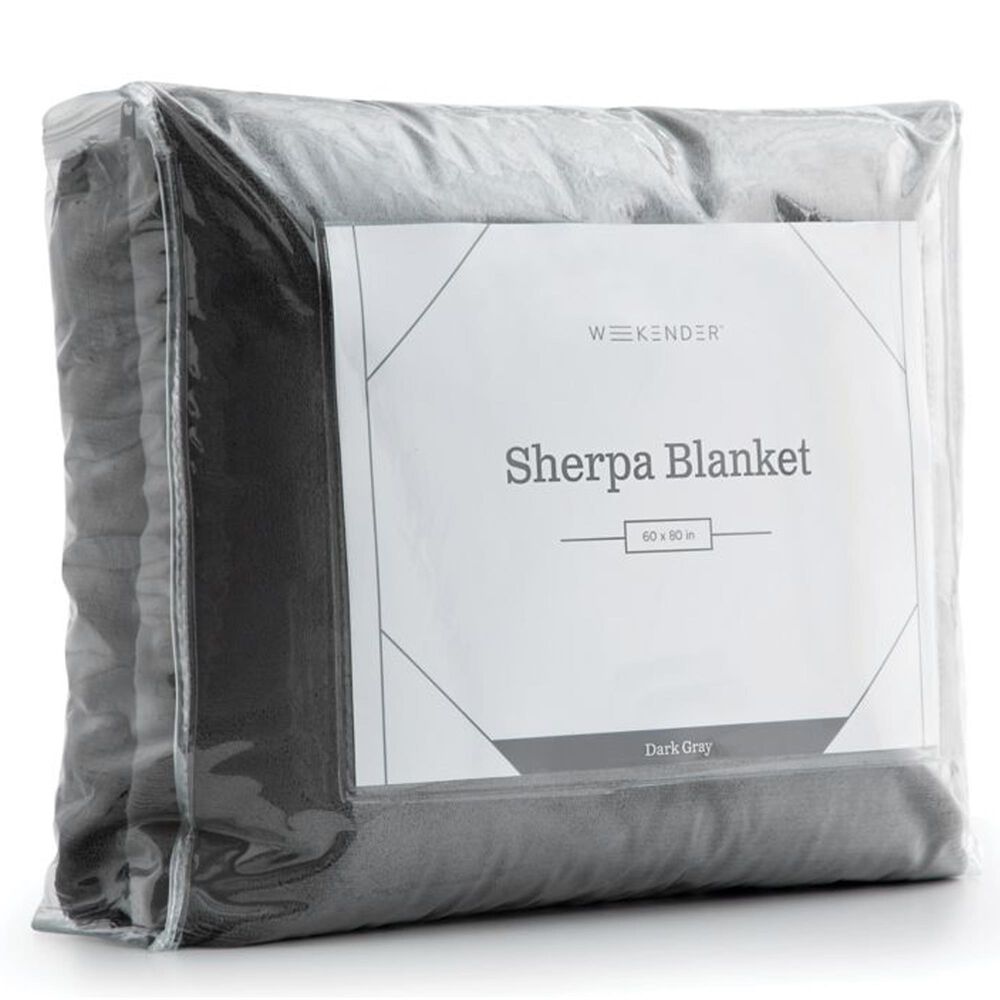 Malouf Sherpa Blanket in Dark Grey, , large