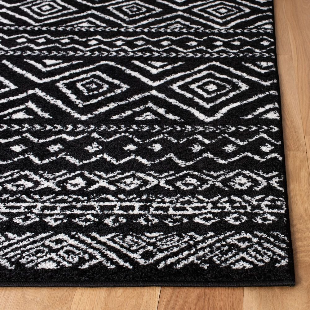 Safavieh Tulum Traditional  2&#39; x 9&#39; Black and Ivory Runner, , large