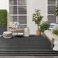 Nourison Positano POS03 Black and Ivory 9" x 12" Indoor/Outdoor Area Rug, , large