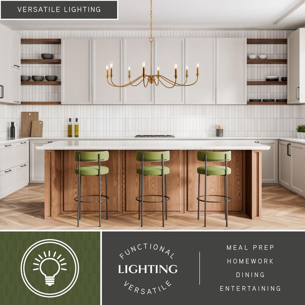 Vaxcel Annabelle 8-Light Chandelier in Muted Brass, , large