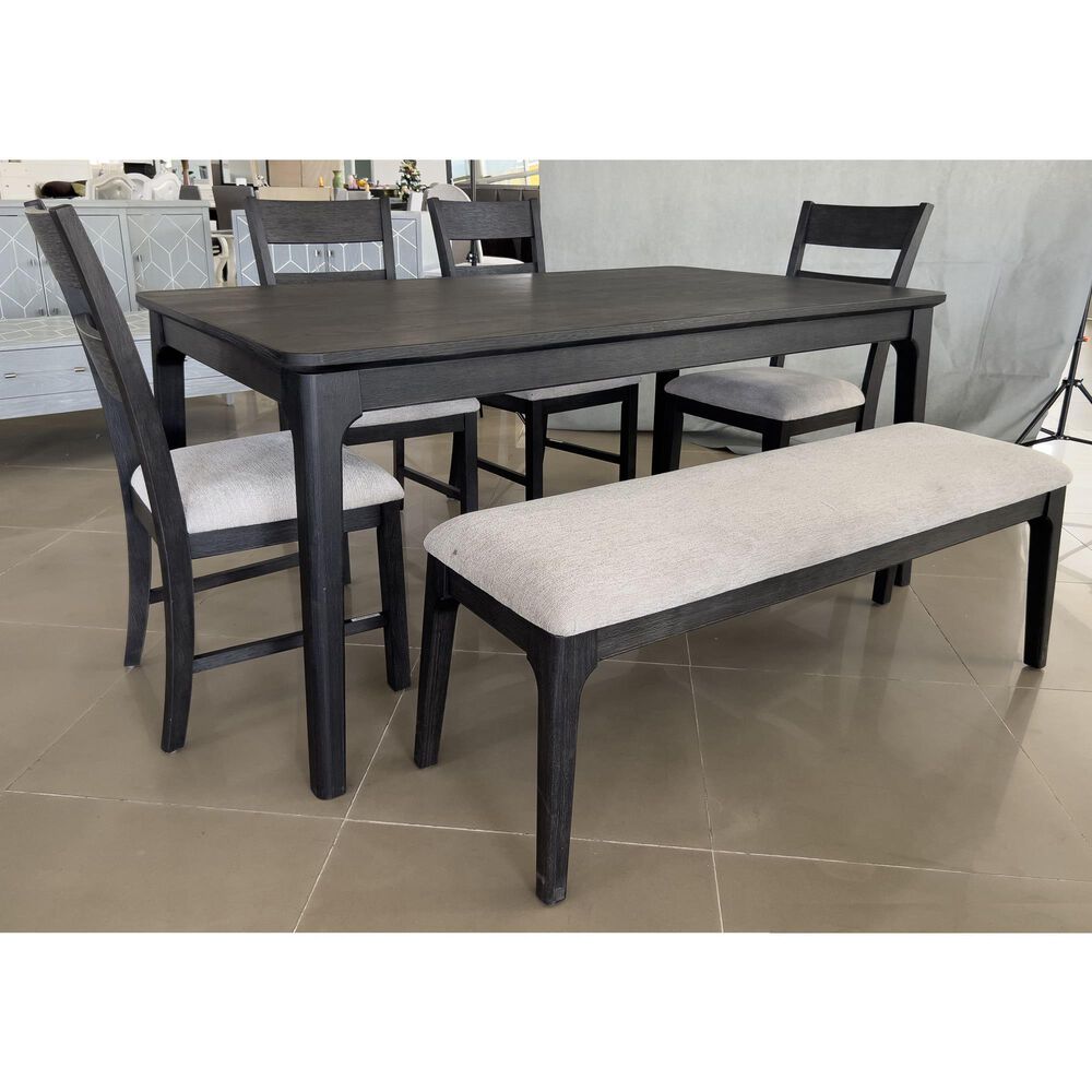 Mayberry Hill Garcia 6-Piece Dining Set with Bench in Black, , large