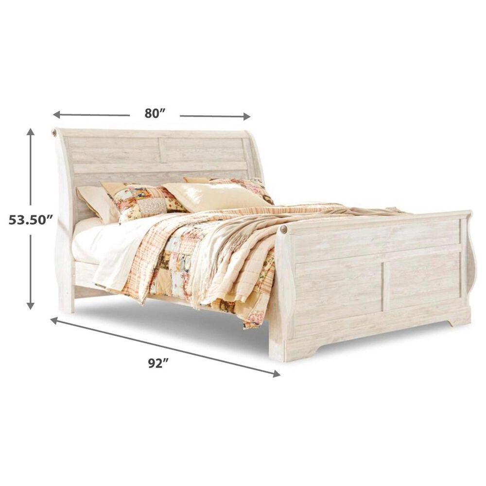 Ashley Willowton King Sleigh Bed in Whitewash, , large