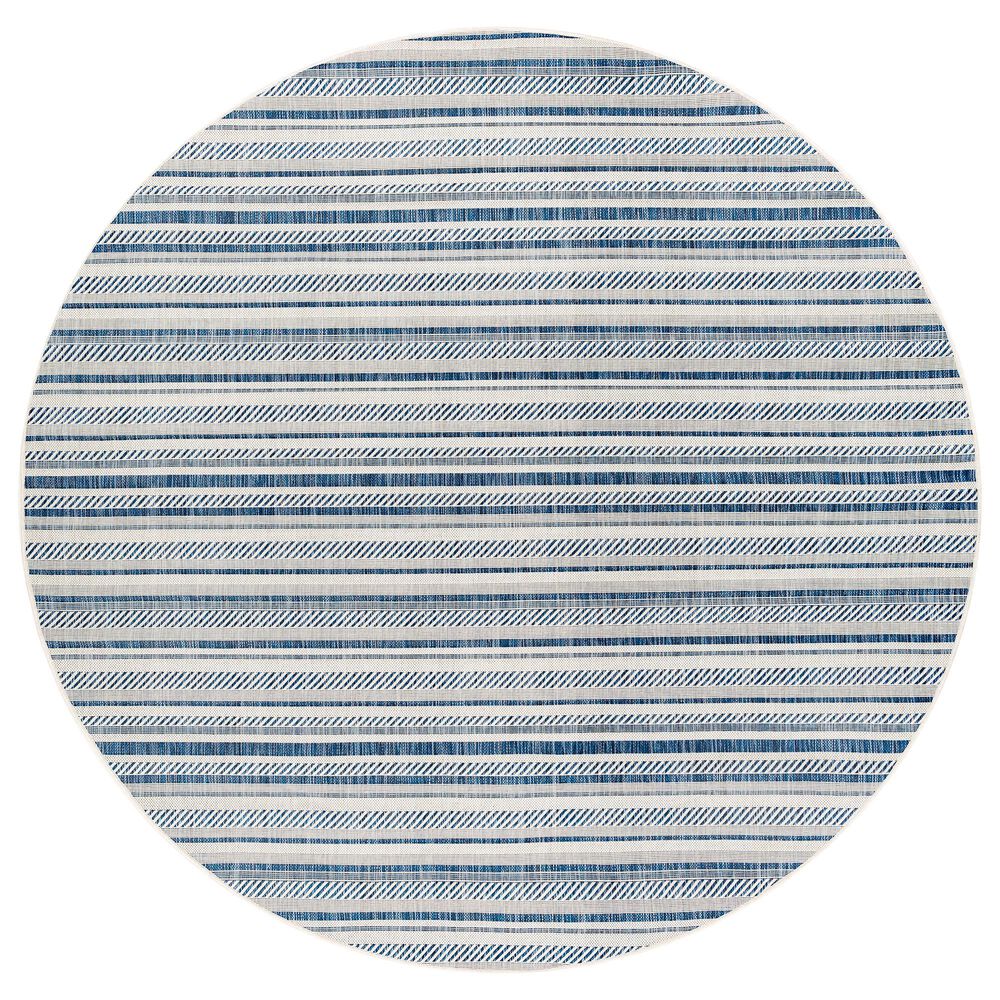 Surya Eagean EAG-2337 Navy, Light Blue, Blue and White 7&#39;10&quot; Round Indoor/Outdoor Area Rug, , large