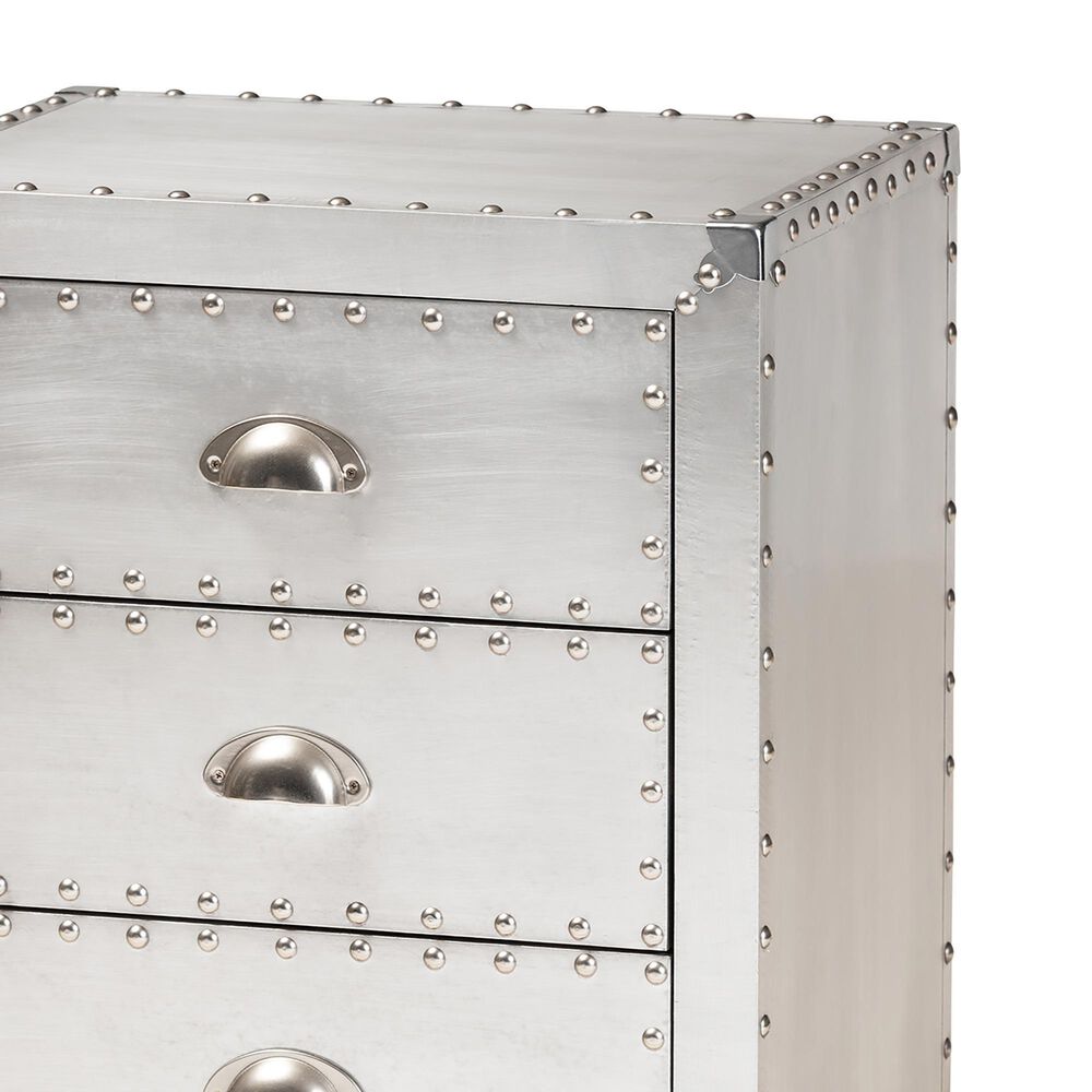 Baxton Studio Claude 3-Drawer End Table in Silver, , large