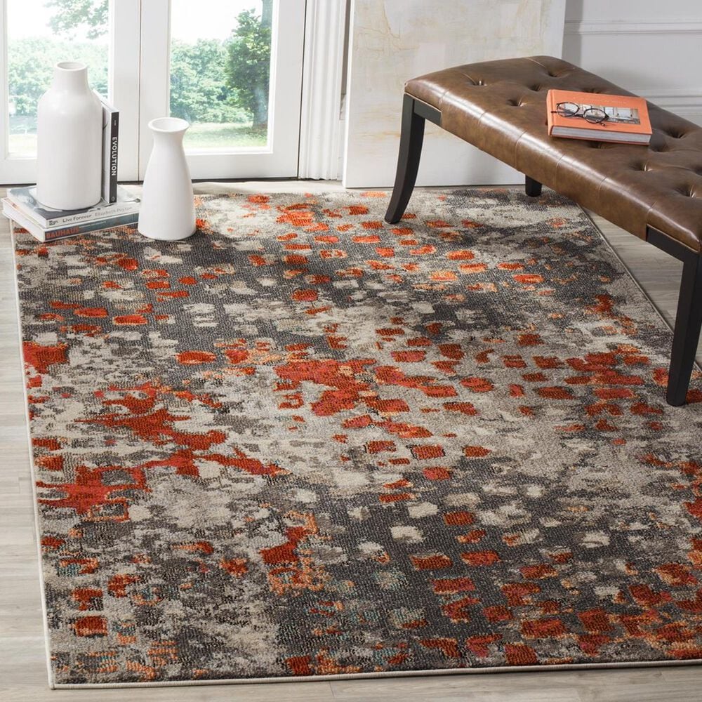 Safavieh Monaco MNC225H-5 5"1" x 7"7" Grey/Orange Area Rug, , large