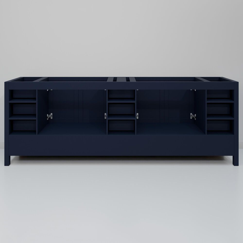 Lexora Home Jacques 84" Double Bathroom Vanity in Navy Blue with 2 cm White Cultured Marble Top and Rectangular Sinks, , large