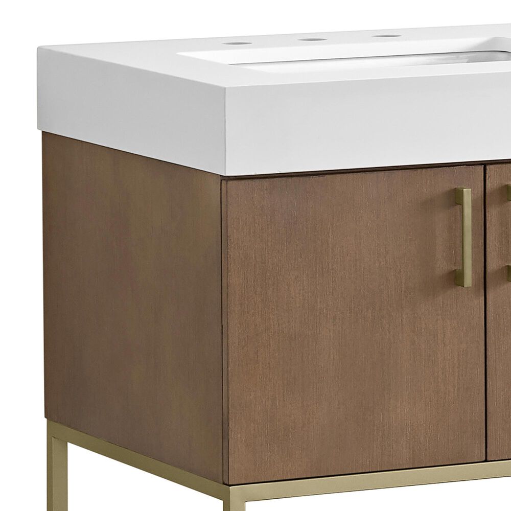 37B Mauri 36" Single Bathroom Vanity with Metal Base in Walnut Drift with High-Profile 4" White Composite Stone Top, , large