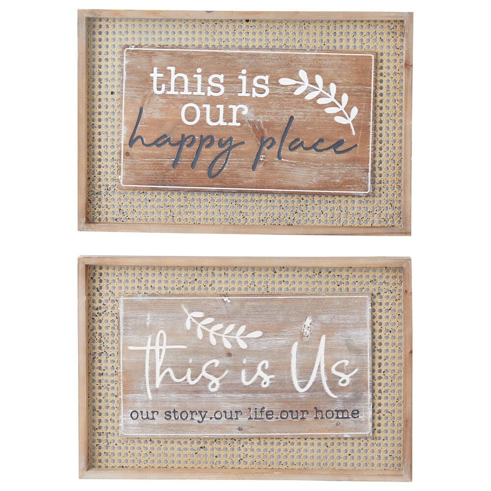 Maple and Jade Farmhouse Wall Decor in Distressed Brown (Set of 2), , large