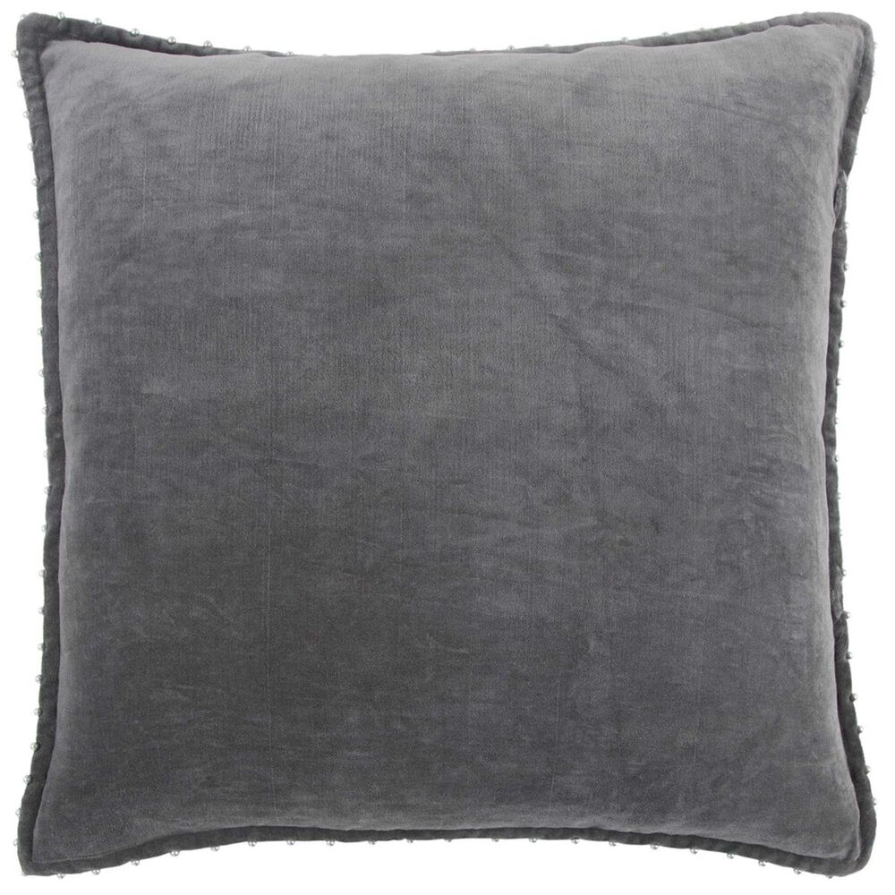 Rizzy Home 22" x 22" Pillow Cover in Solid Dark Grey, , large
