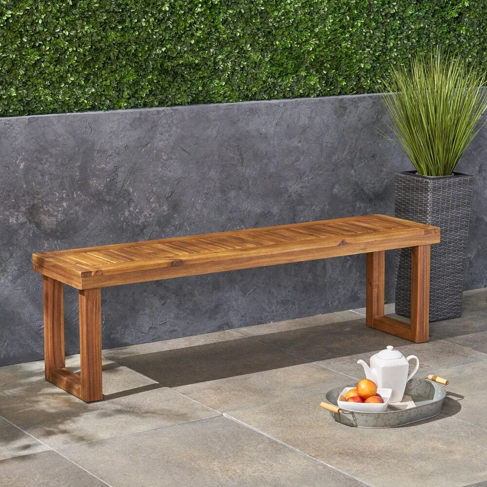 Hearth and Haven Nestor Patio Bench in Natural, , large