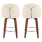 LumiSource Dahlia Swivel Counter Stool with Cream Faux Leather Upholstery in Walnut and Chrome (Set of 2), , large